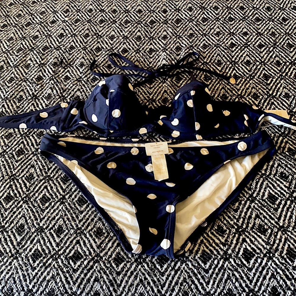 Kate Spade Polka Dot Navy/White Bikini PLEASE read description.